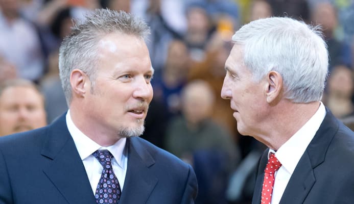 Greg Miller and Jerry Sloan at Jazz game