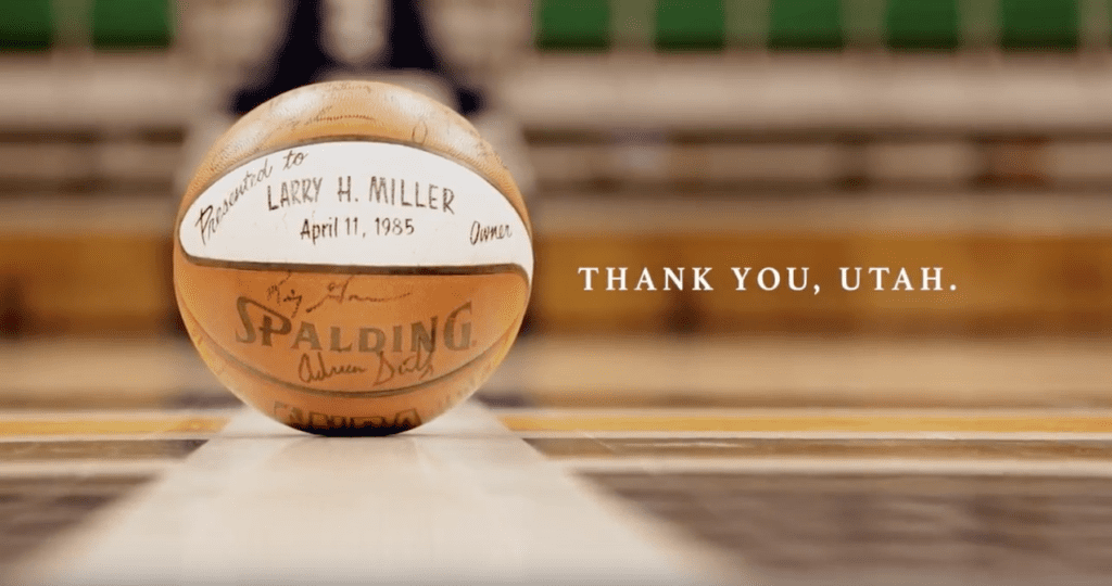 autographed basketball on court