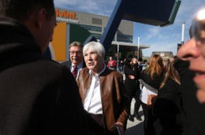 Gail Miller greets visitors to the Arena open house.
