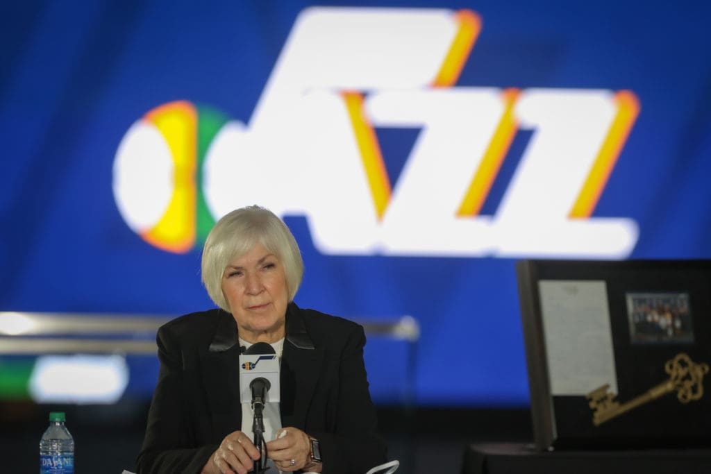 Gail Miller announces the majority sale of the Utah Jazz to Ryan Smith