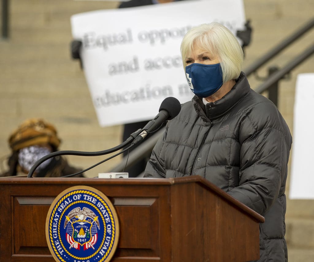 Gail Miller speaking at Compact event